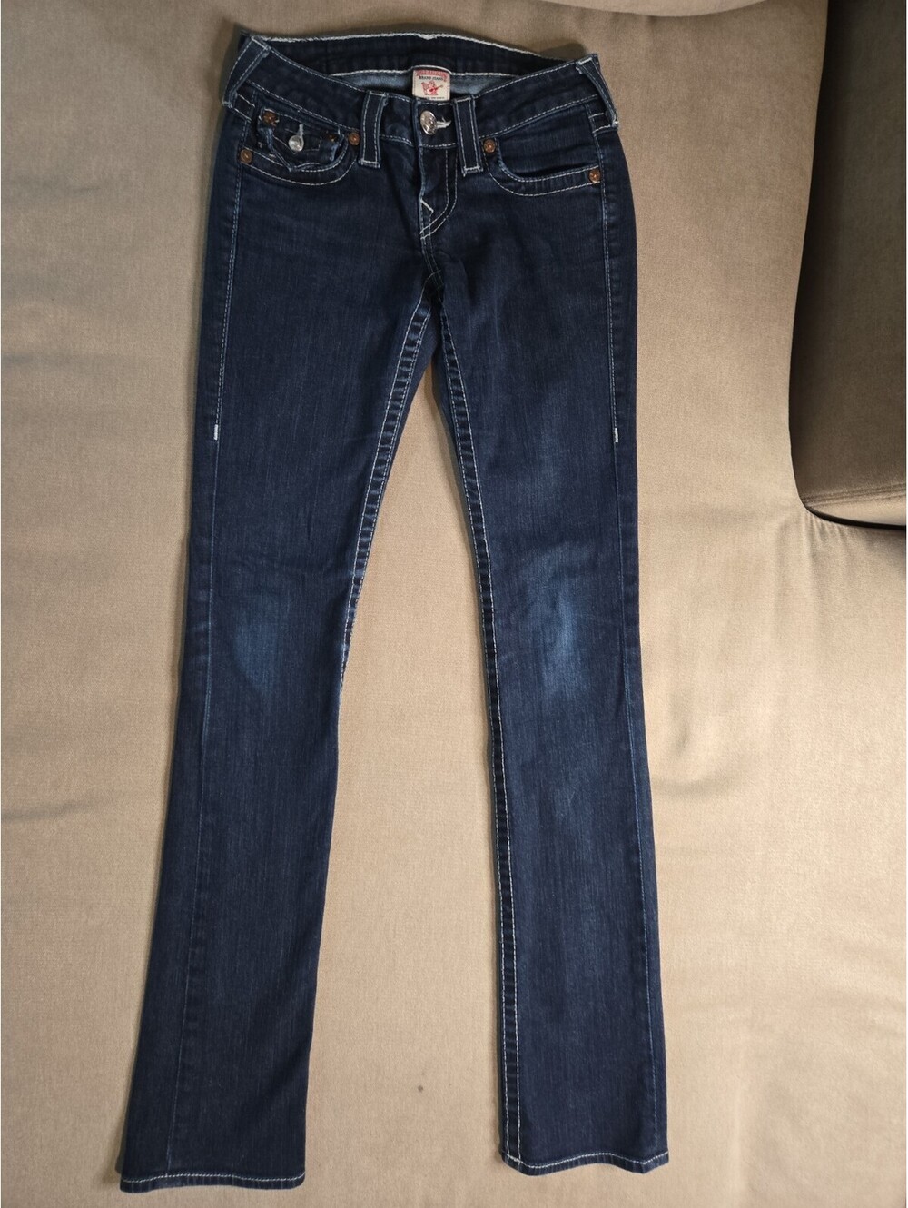 True Religion Johnny Jeans Womens 24 Dark Wash Blue Low Rise Straight Stretch